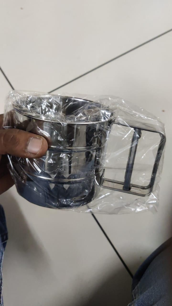 Steel Flour Sifter Manual Hand Press | Stainless Steel Atta Chhani for Baking & Coffee