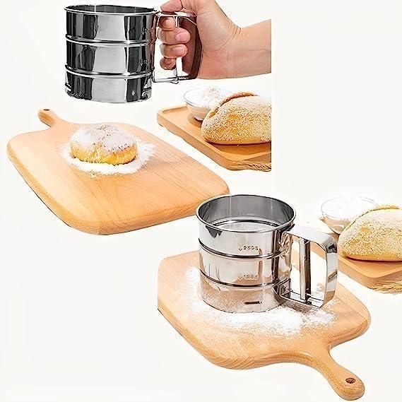 Steel Flour Sifter Manual Hand Press | Stainless Steel Atta Chhani for Baking & Coffee