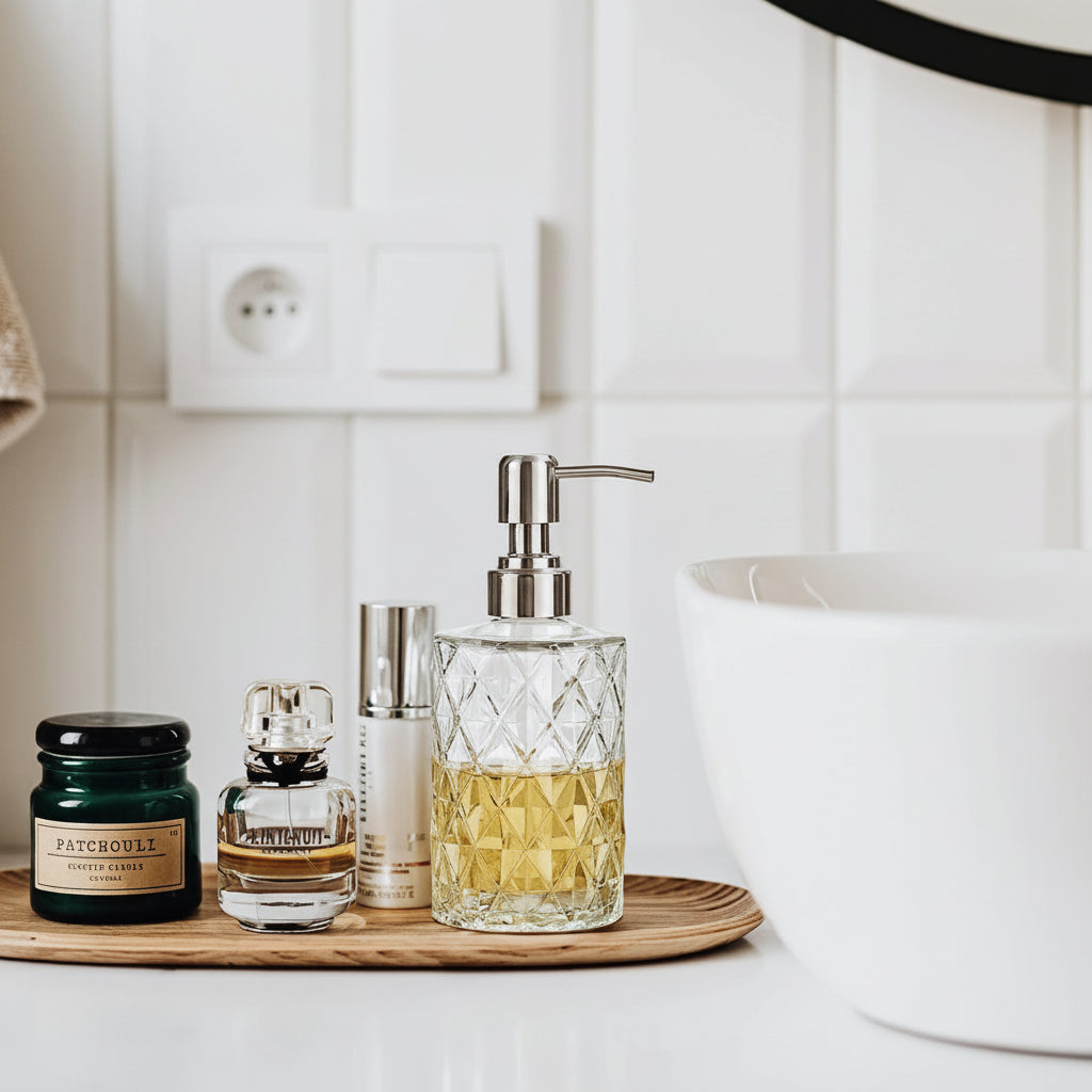 Crystal Glass Soap Dispenser | Stylish Refillable Pump Bottle for Bathroom & Kitchen