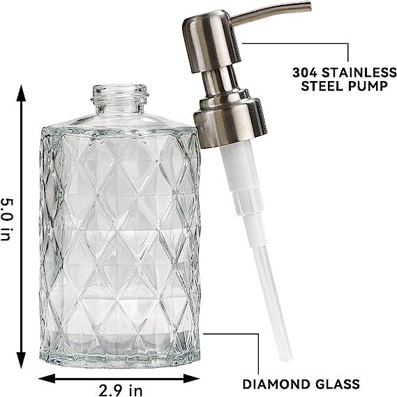 Crystal Glass Soap Dispenser | Stylish Refillable Pump Bottle for Bathroom & Kitchen