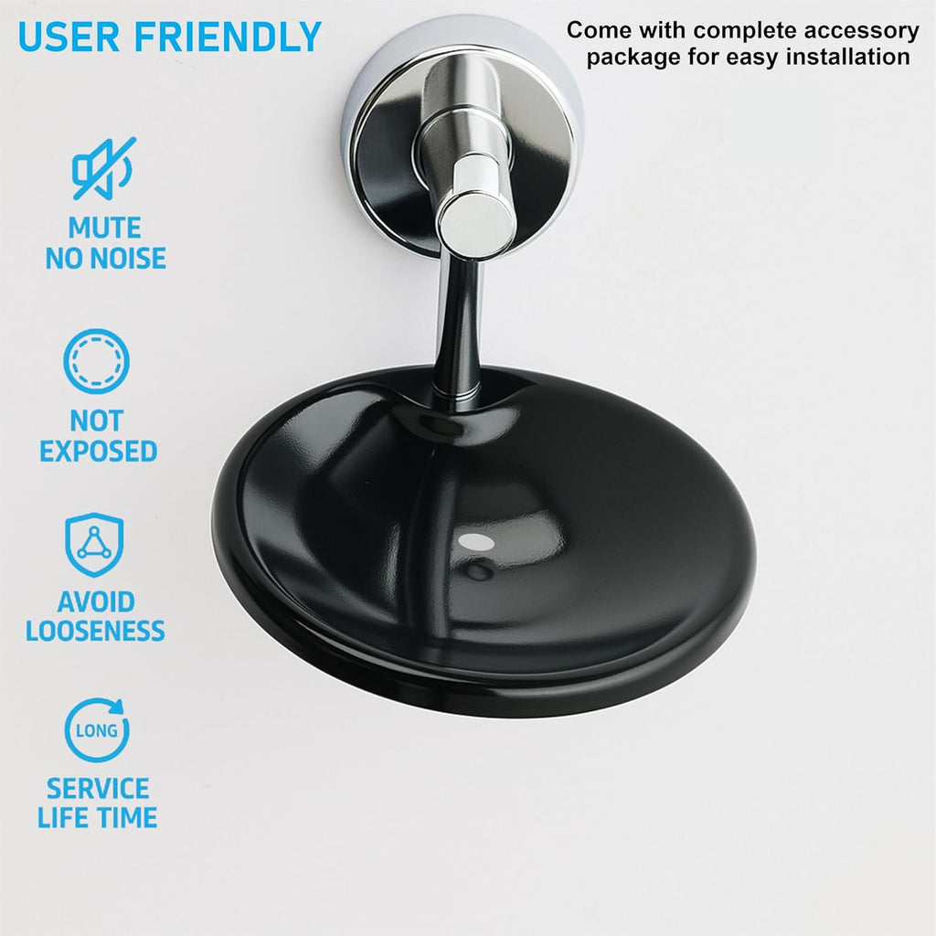 Fossa Rainbow Stainless Steel Round Soap Holder for Bathroom, Soap Stand, Bathroom Accessories Chrome Finish (Black+Chrome)