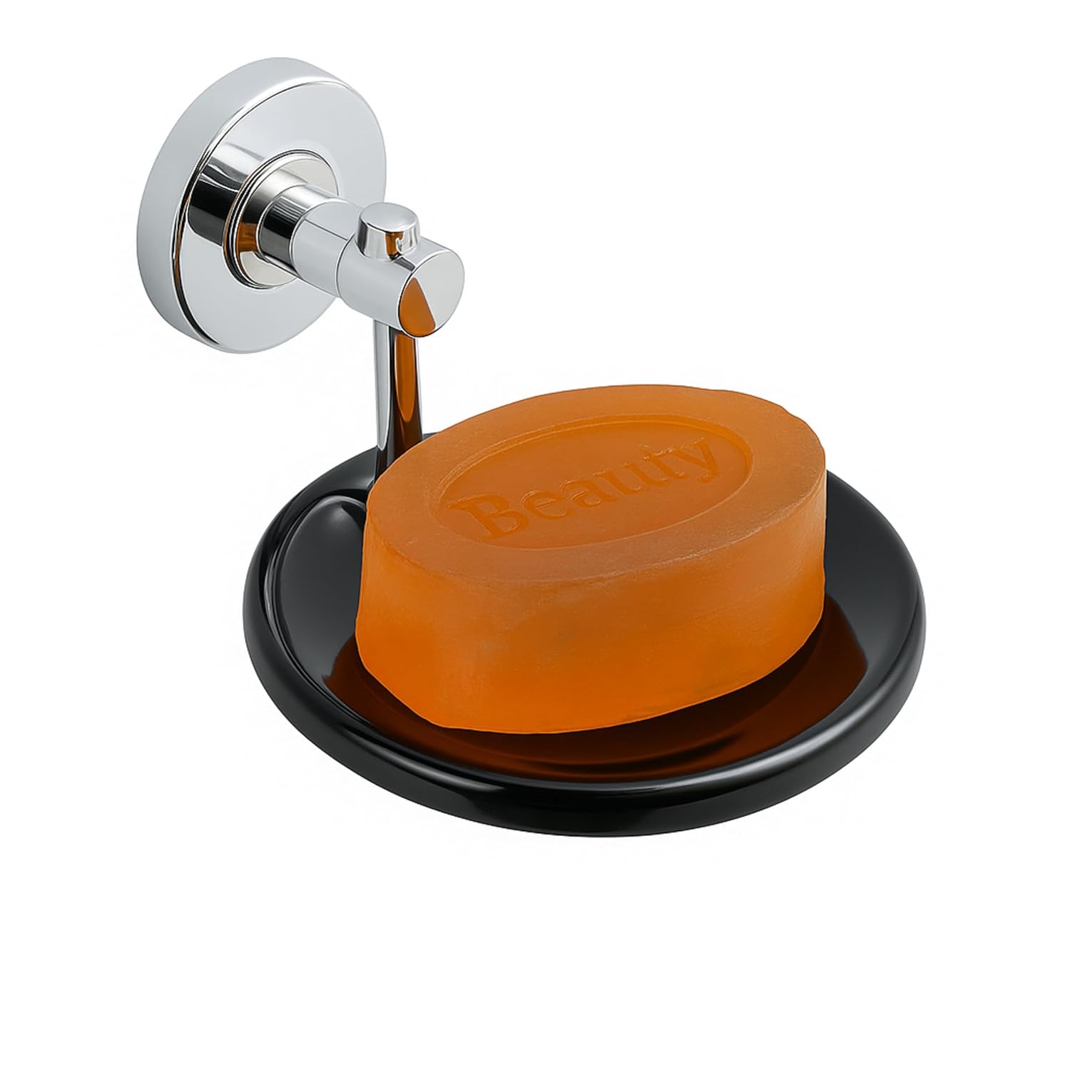 Fossa Rainbow Stainless Steel Round Soap Holder for Bathroom, Soap Stand, Bathroom Accessories Chrome Finish (Black+Chrome)